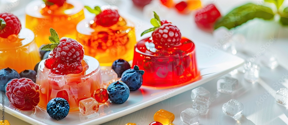 Poster cake and sweet gelatin on a white background. with copy space image. place for adding text or design
