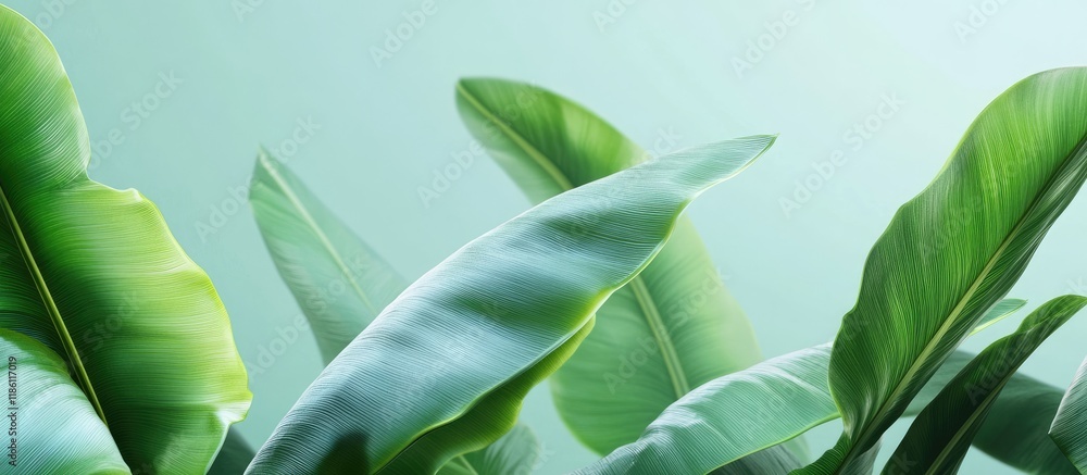 Aufkleber small banana leaf distinctive banana plant tiny banana in a tropical garden. with copy space image. 