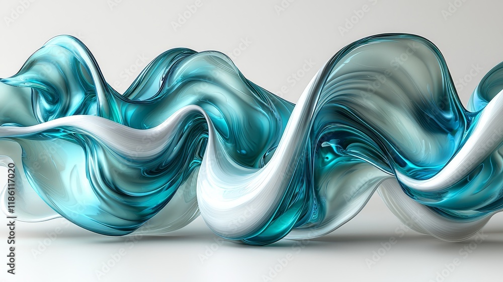 Aufkleber abstract green curved shape on a white background, designed for motion graphics animation, showcasin