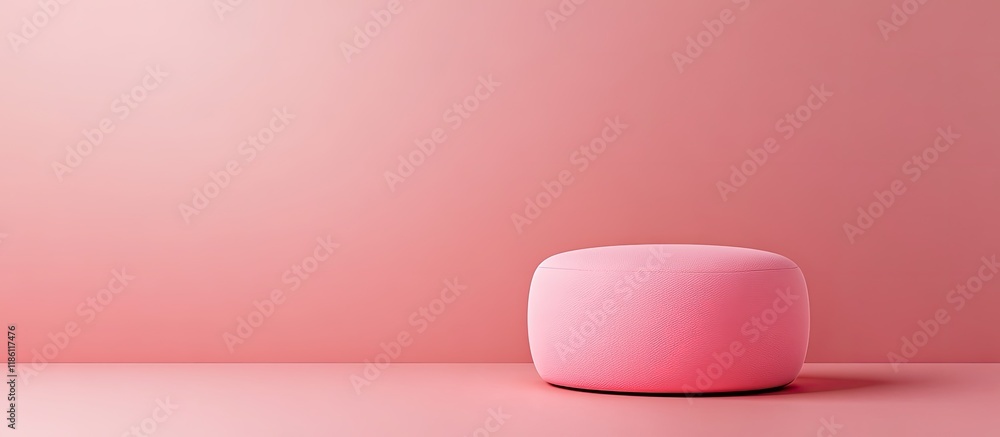 Poster pink pouf box. with copy space image. place for adding text or design