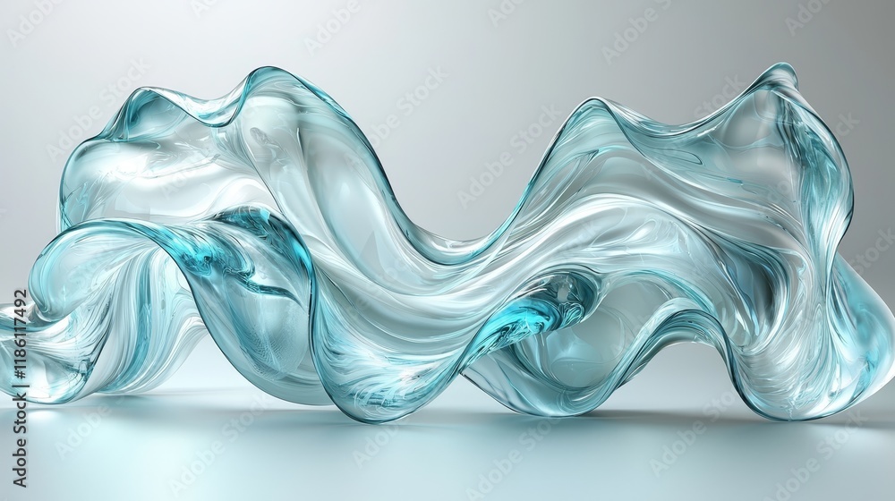 Aufkleber a green curved shape on a white background, designed for motion graphics animation, featuring a flui