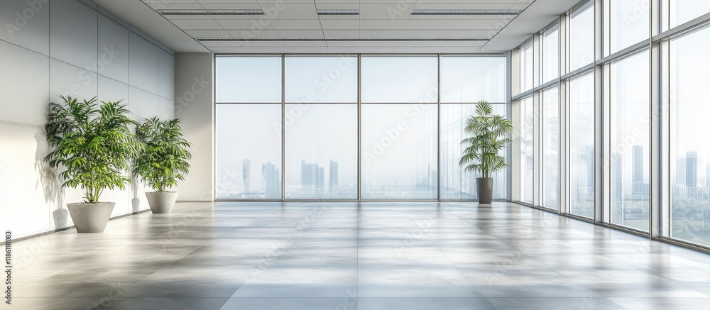Poster Vacant space in a contemporary office building. with copy space image. Place for adding text or design