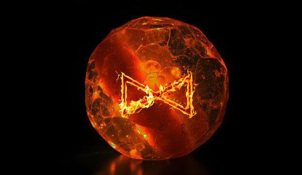 Burning Dagaz rune on a magic crystal