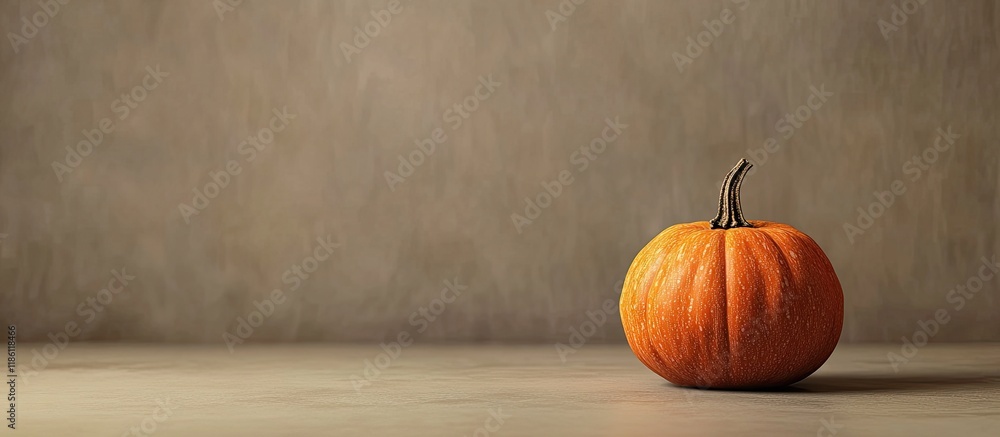 Poster One small pumpkin A minimalistic autumn still life. with copy space image. Place for adding text or design