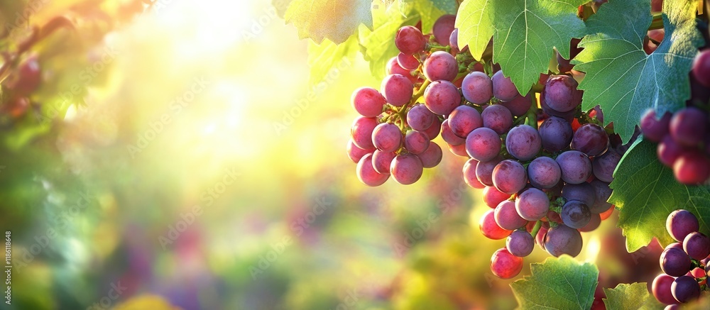 Leinwandbilder grapes growing on a vine specifically red wine grapes with green leaves in a garden mature grapes du