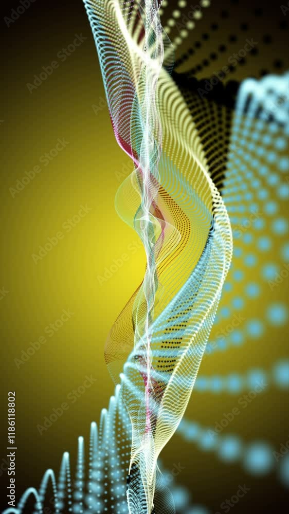 Leinwandbilder fantastic vertical video animation with particle wave object in slow motion, 2304x4096 loop 4k