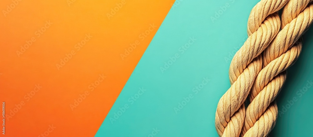 Leinwandbilder long rope against a colored background. with copy space image. place for adding text or design