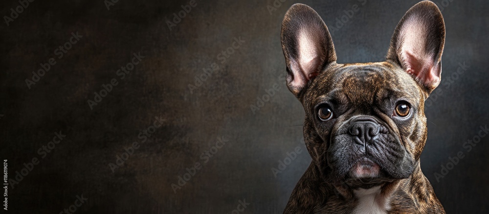 Poster Studio photograph of a French bulldog. with copy space image. Place for adding text or design