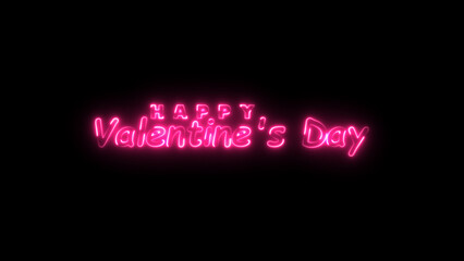 Neon glowing text Happy valentines day background. valentine's day celebration or greeting card.
