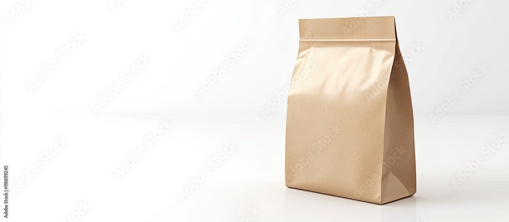 Poster Empty brown paper bag isolated against a white background. with copy space image. Place for adding text or design