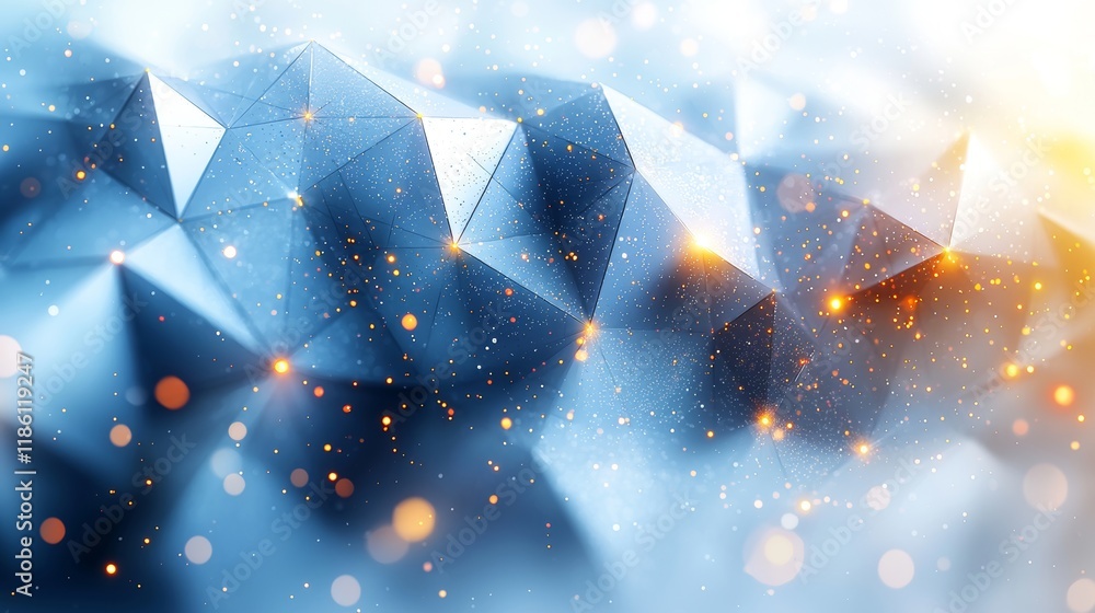 Aufkleber an abstract background featuring white light emanating from a blue geometric pattern in a 3d style