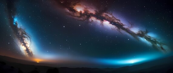 Fototapeta premium A beautiful celestial view of distant galaxies featuring brilliant colors and star patterns