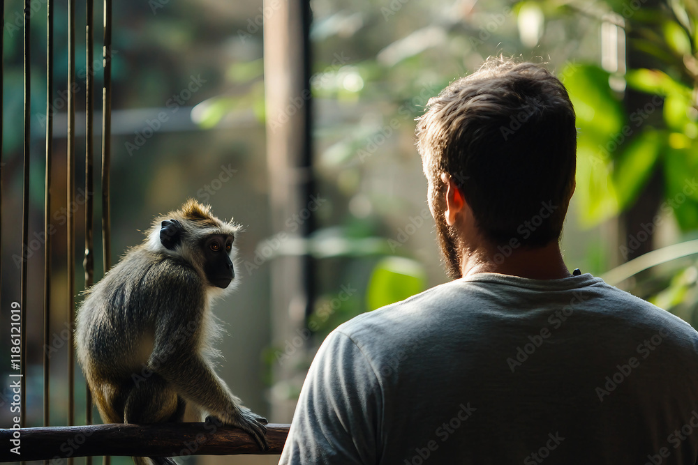 Aufkleber interacting with animals designed generative ai image