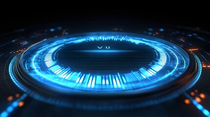 Obraz premium Futuristic Blue Circular Interface Digital Technology Display