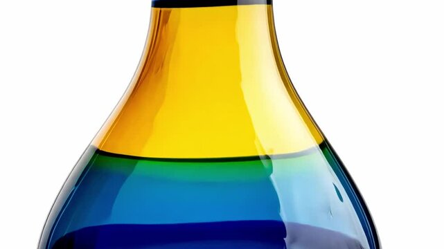 This artistic glass decanter features an eye-catching design. Its vibrant colors elevate any setting. Ideal for serving beverages or as a decor piece. Generative AI