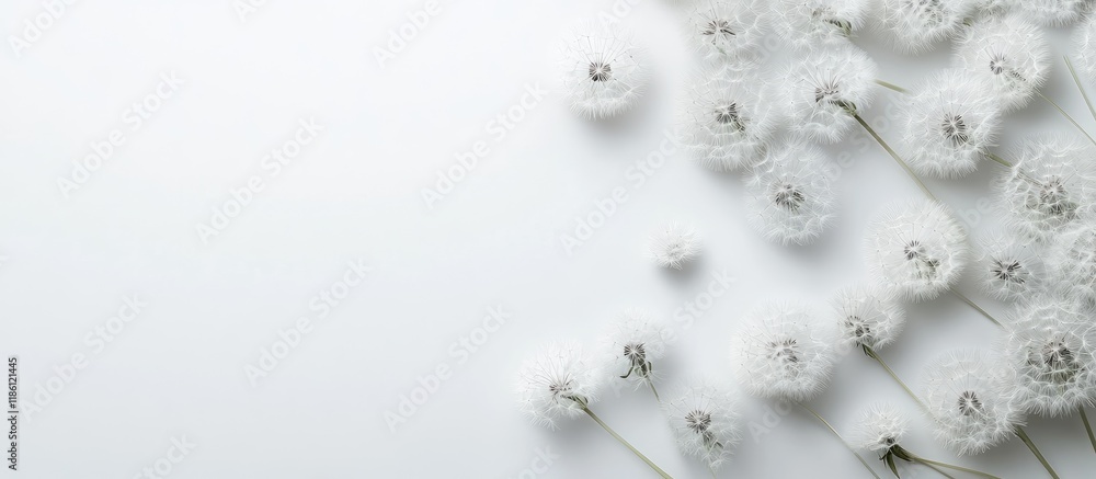 Aufkleber creative background featuring white dandelion inflorescence suitable for a festive backdrop or proje