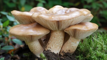 Elegant Group of Mushrooms in Natural Forest Environment