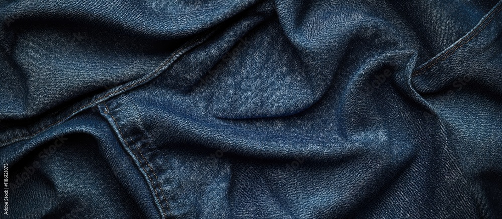 Poster Jeans fabric featuring seams. with copy space image. Place for adding text or design