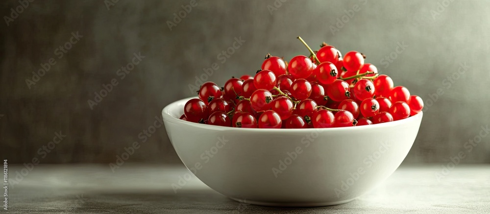 Leinwandbilder bowl of freshly picked red currant berries. with copy space image. place for adding text or design
