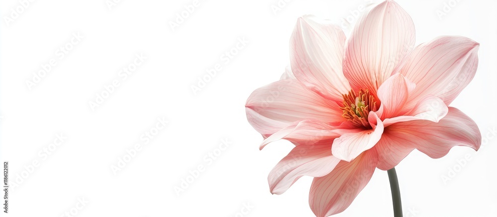 Poster pink flower against a white background. with copy space image. place for adding text or design