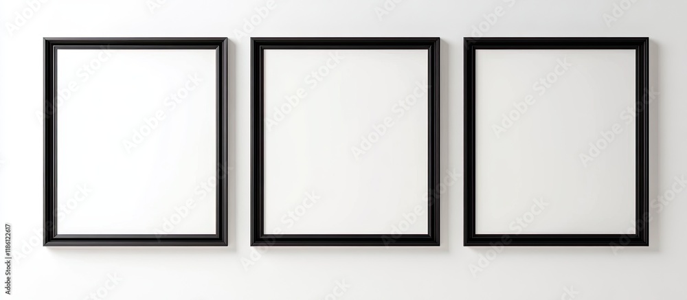 Leinwandbilder three empty frames with copy space are displayed on a white wall