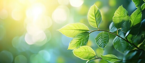 Obraz premium Close up of young leaves with a blurred background Space for text. with copy space image. Place for adding text or design