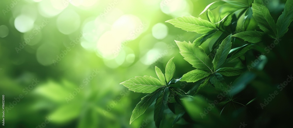 Poster blurred abstract background of green leaves suitable for wallpaper. with copy space image. place for