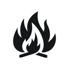 black and white Fire outline icon silhouette vector