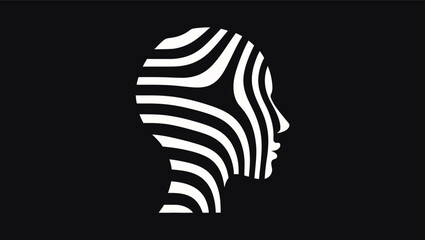 woman face tech logo silhouette vector on black backgroung