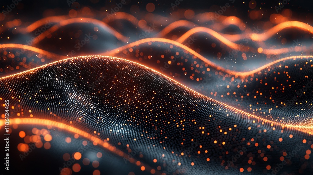 Poster high-speed internet connectivity is illustrated through abstract graphics of digital data streams, f