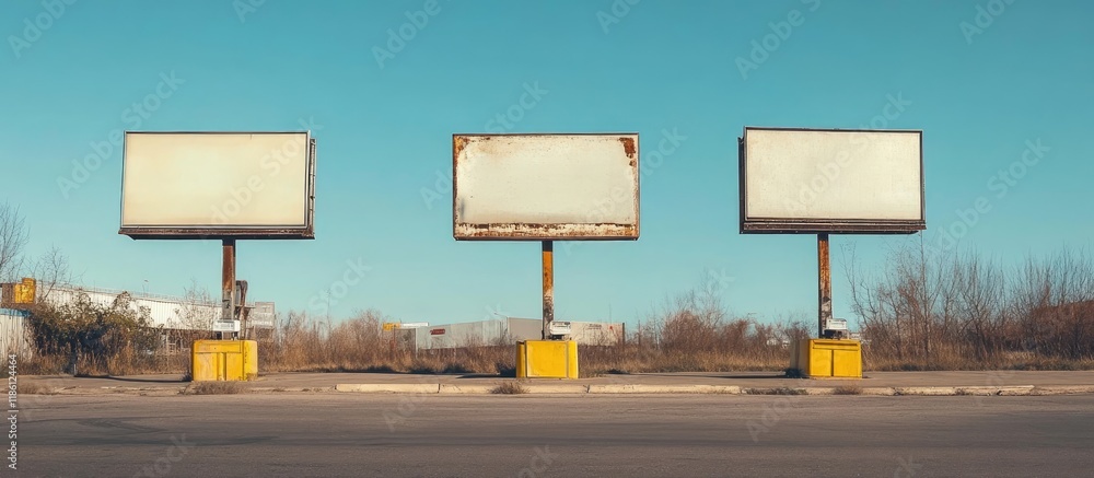 Poster empty billboards at the fuel service center. with copy space image. place for adding text or design