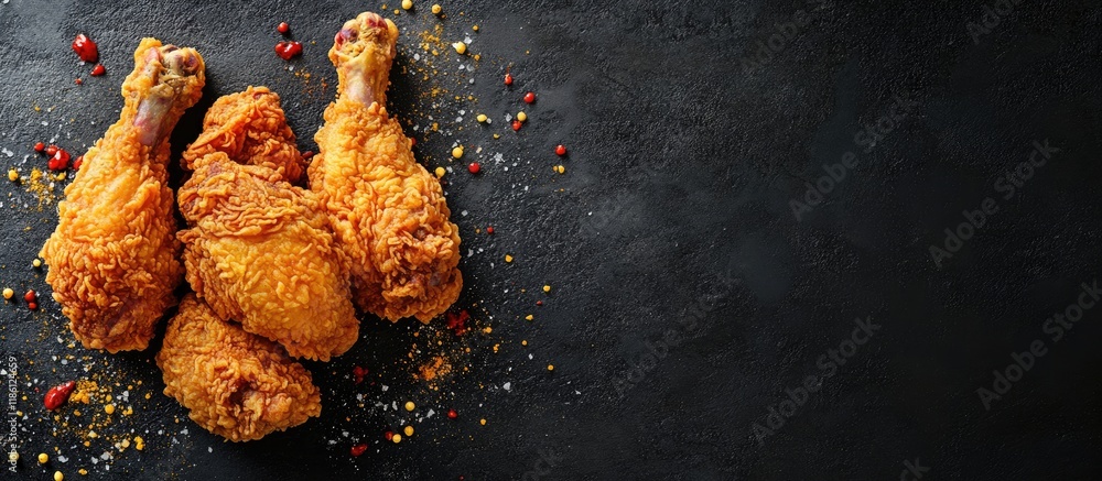 Aufkleber Frozen deep fried chicken. with copy space image. Place for adding text or design