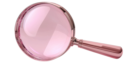 pink magnifying glass 3drender icon isolated on white background