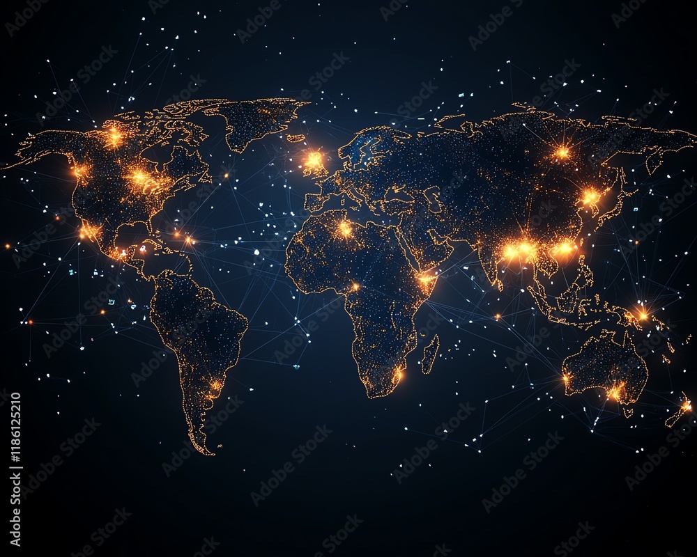 Poster global communication network with interconnected business nodes