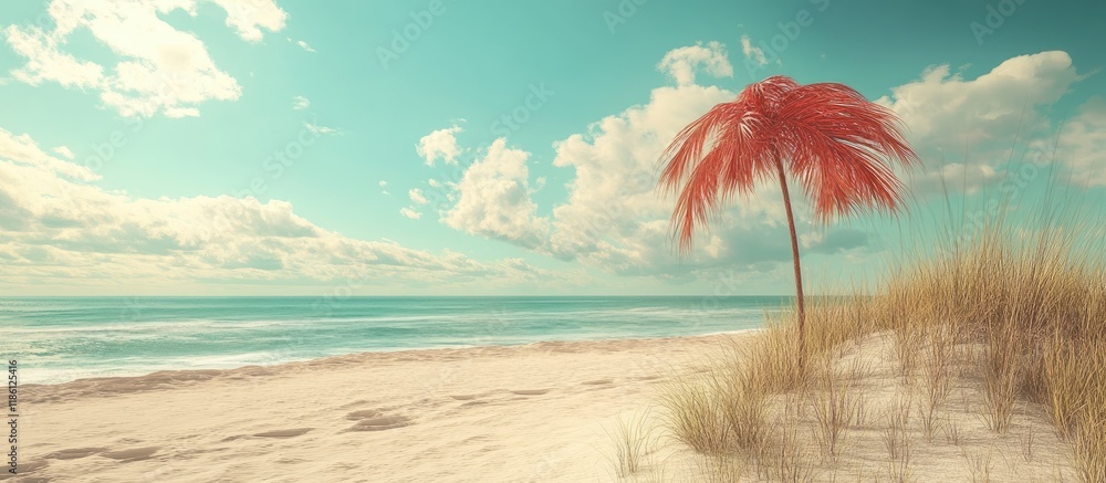 Poster Retro summer beach. with copy space image. Place for adding text or design