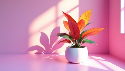 Stunning indoor tropical flower plant in a vase, ideal for home decor, advertising, theme, and banner design photography
