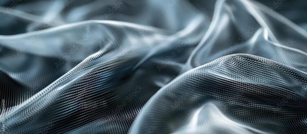Poster Close up of an abstract background featuring silver mesh fabric. with copy space image. Place for adding text or design