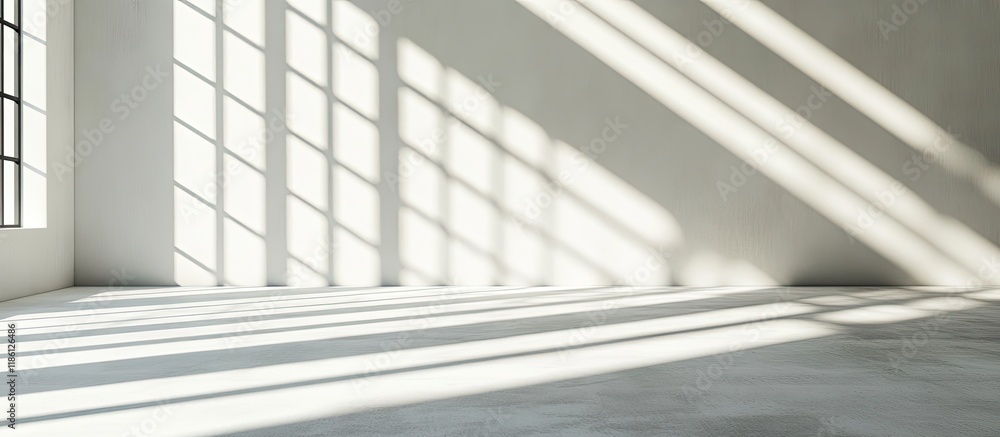 Fototapete light and shadow lines on a white wall. with copy space image. place for adding text or design