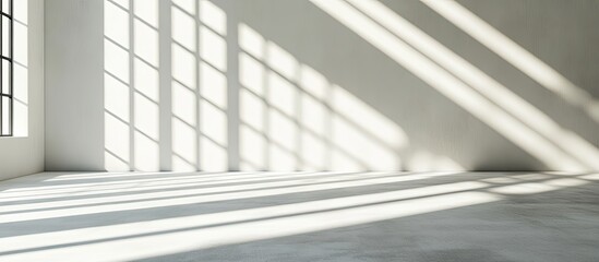 Light and shadow lines on a white wall. with copy space image. Place for adding text or design