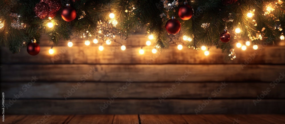 Poster christmas decorations and lighting. with copy space image. place for adding text or design