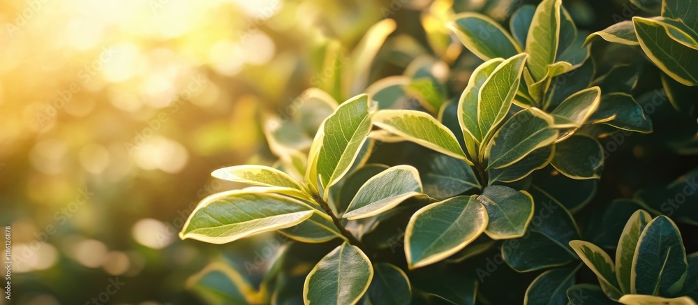 Aufkleber bright sunlight illuminates the shrubs of the caricature plant showcasing its stunning two tone foli