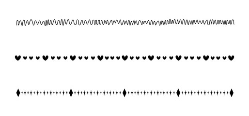 Hand drawn black doodle dividers. Abstract doodle lines, decorative pencil strokes. Outline sketched dividers  illustration set