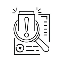 assesment for crisis audit icon with thin line page. concept of important tax statistics symbol or business procedure sign. simple linear alert doc logotype graphic web stroke design isolated on white