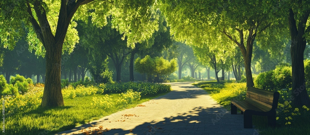 Poster park scenery. with copy space image. place for adding text or design