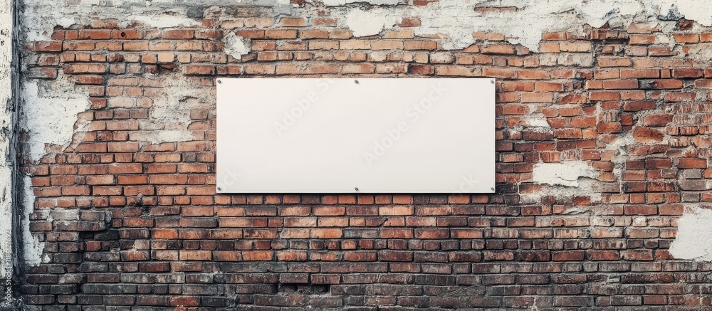 Aufkleber Clipping path of a brick wall and a white sign. with copy space image. Place for adding text or design