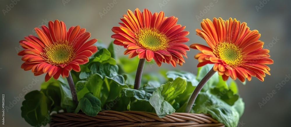 Fototapete hdr gerbera daisies playful and quirky. with copy space image. place for adding text or design