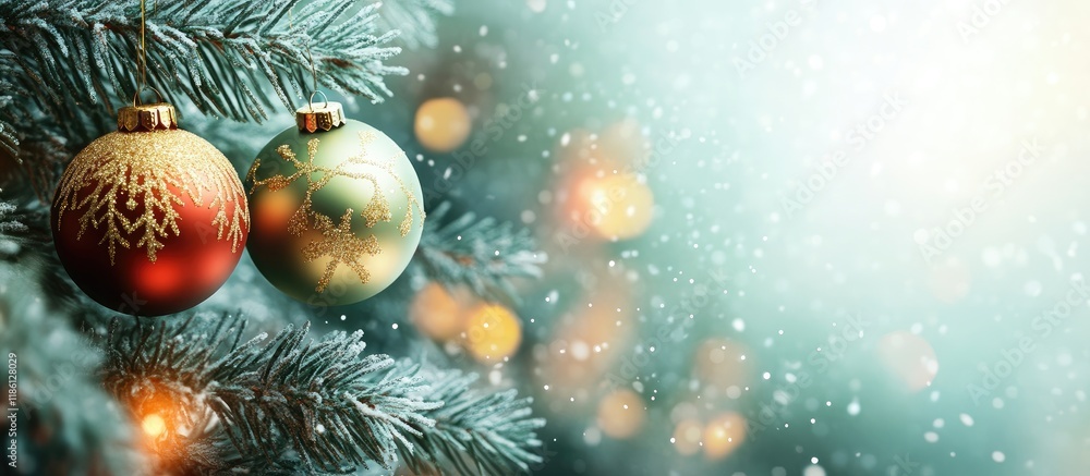Fototapete christmas ornaments on an abstract background. with copy space image. place for adding text or desig