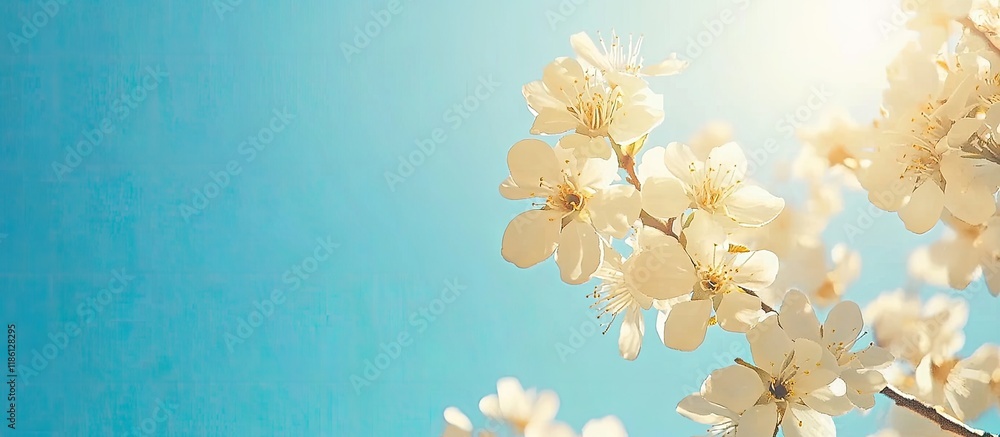 Leinwandbilder fruit tree blossoms set against a clear blue sky for backgrounds. with copy space image. place for a