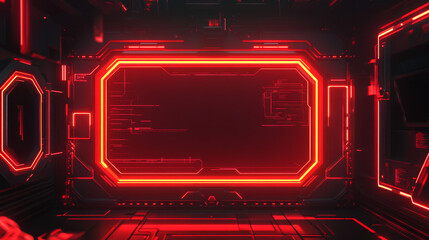 Obraz premium Game live stream panels, overlay frames and buttons with red neon glow. Vector cartoon set of ui interface for webcam video and streaming isolated on background