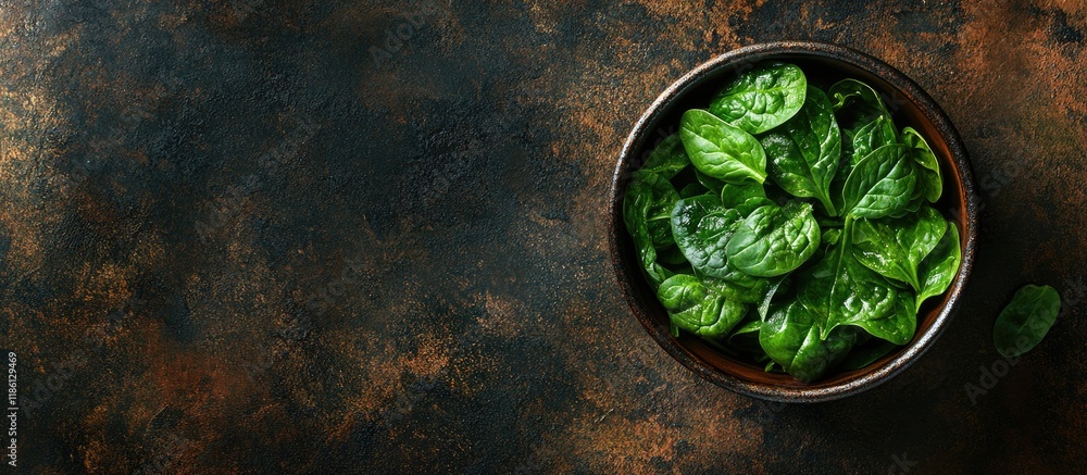 Poster canned spinach is a healthy meal option or snack on the table with copy space for a food background 